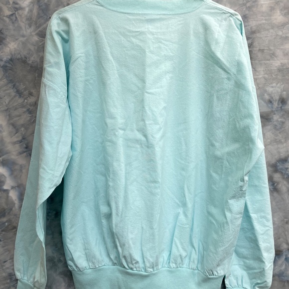 Vintage Mens Long Sleeve Top Quitman USA Size M Pete Smiths Embroidery Blue - Picture 7 of 8